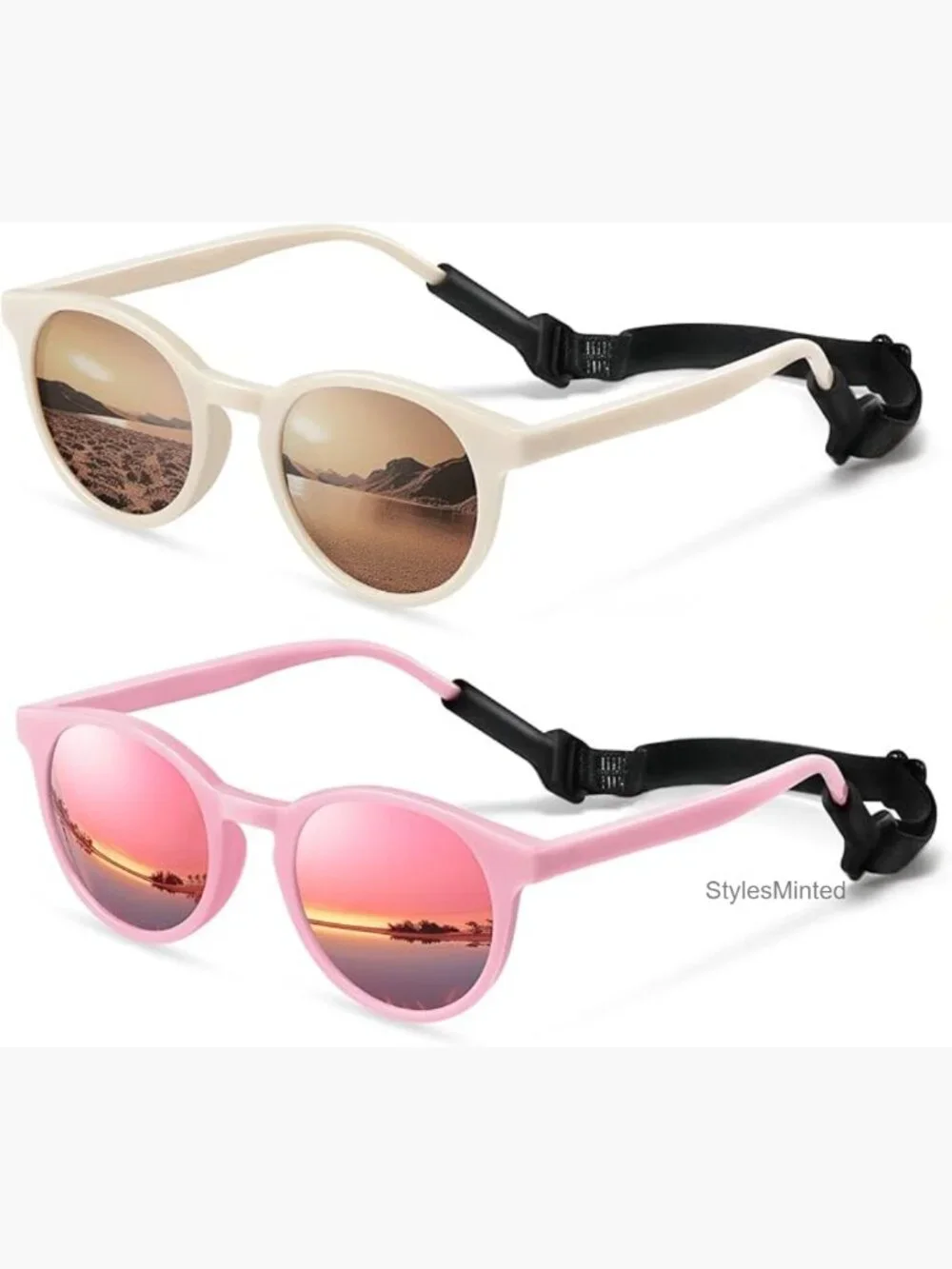 Kids Polarized Sunglasses with Strap Toddler UV Protection Round Flexible